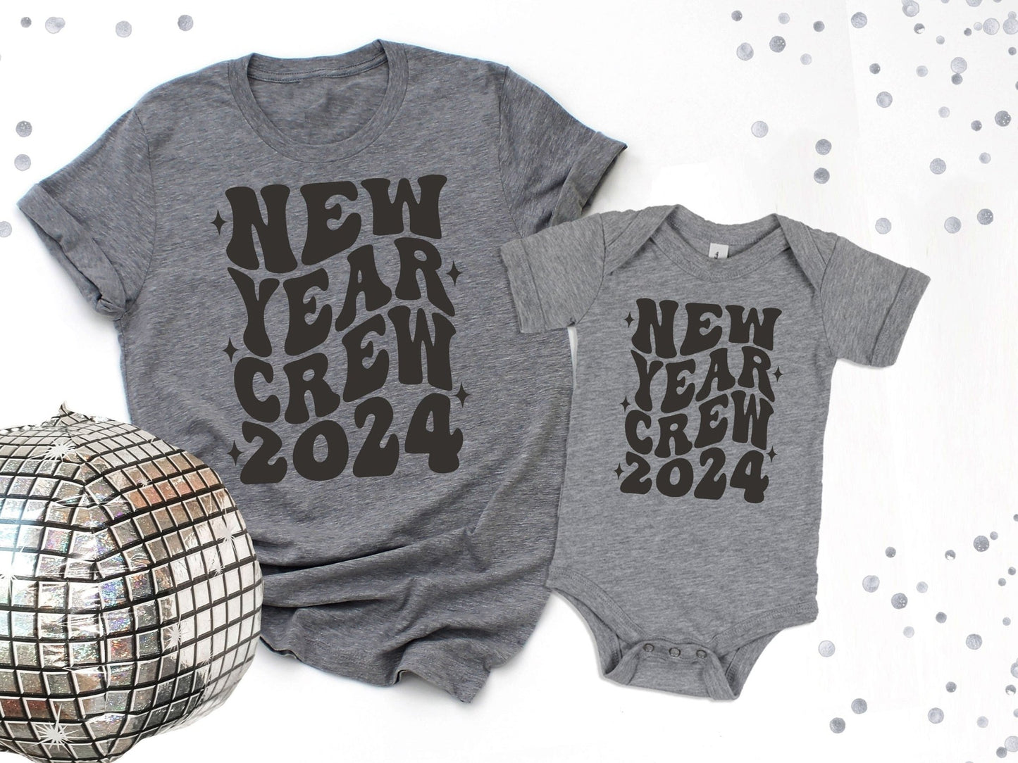 New Year Crew 2024 Family Matching Mom Kids Shirts NYE Shirts Set New Years Eve Crew Mother Daughter Son - Squishy Cheeks