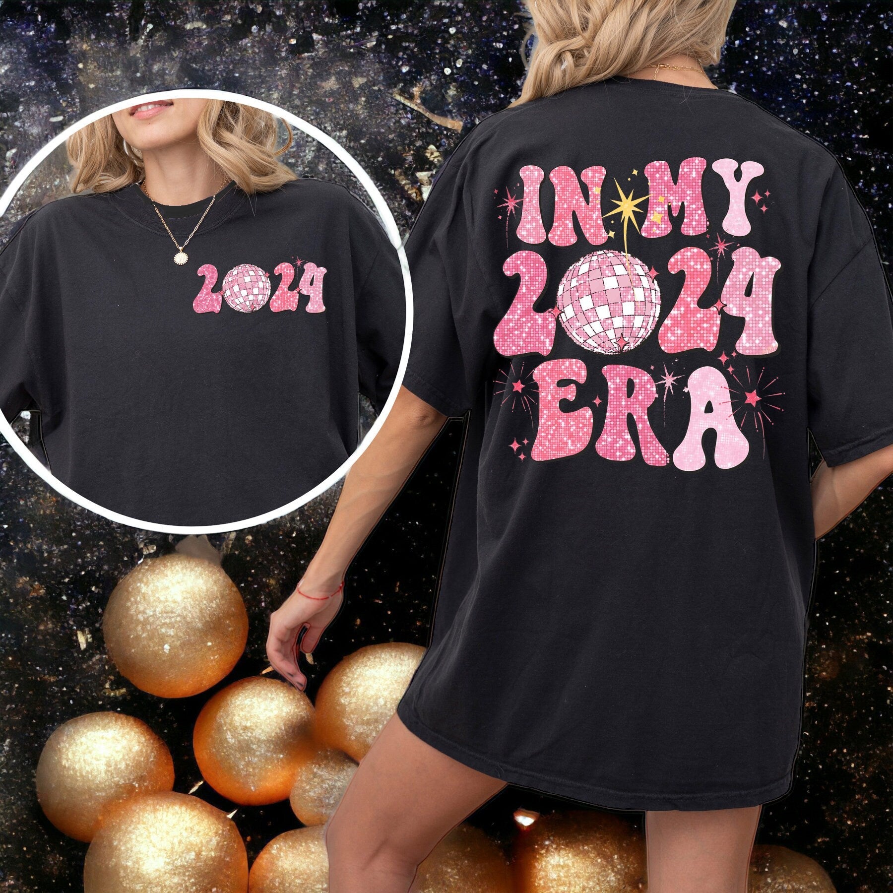 New Years Shirt In my 2024 Era Pink Glitter NYE Shirt - Squishy Cheeks