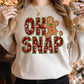 Oh Snap Faux Glitter Baby Girl Christmas Romper Sweatsuit 1st Christmas Outfit - Squishy Cheeks
