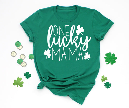 One Lucky Mama St. Patrick's Day Mom Green Shirt - Squishy Cheeks