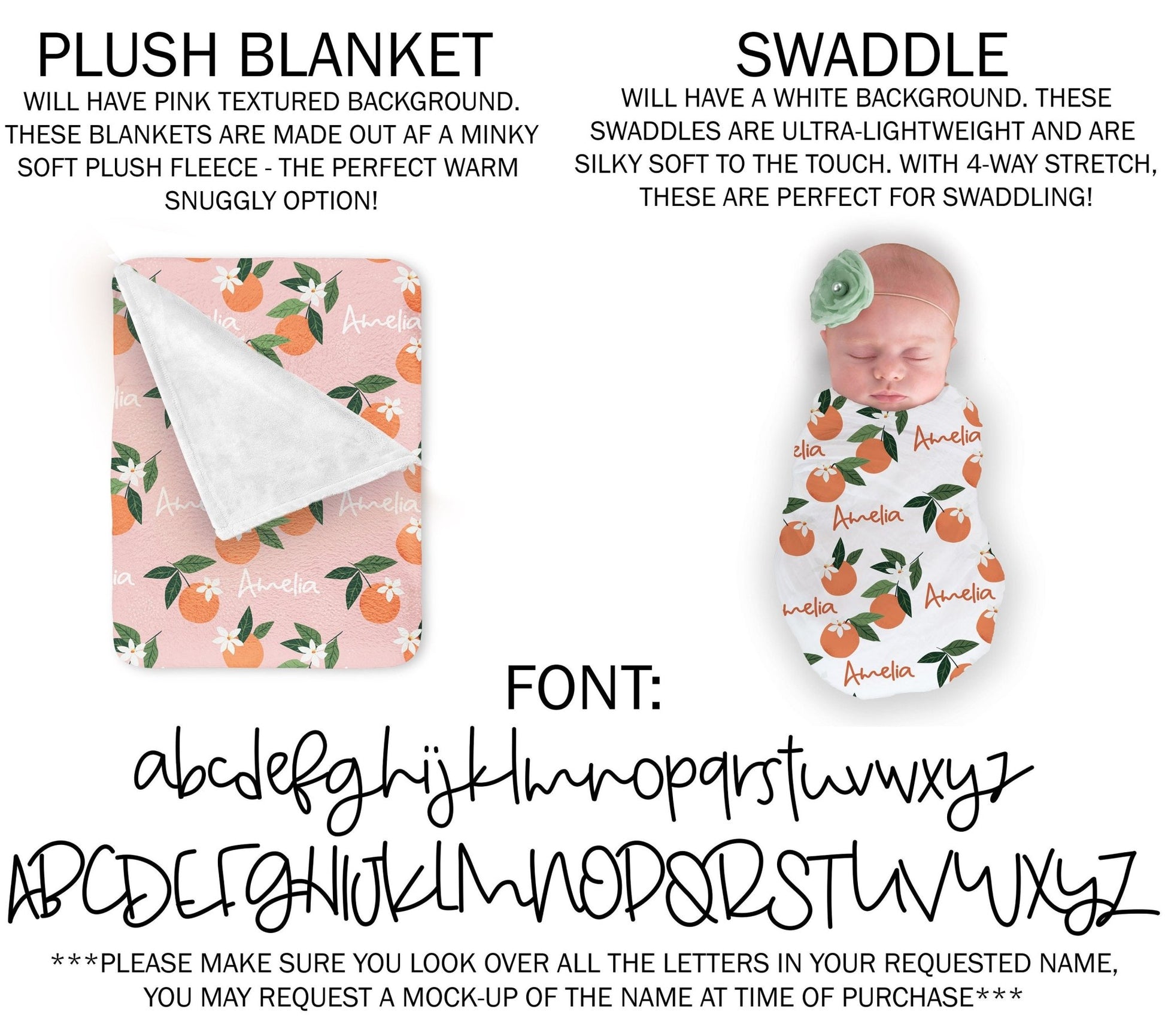 Orange Cutie Baby Gift Set Blanket Swaddle Bodysuit Headband Pillow Nursery Decor Baby Shower Gift - Squishy Cheeks