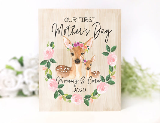 Our First Mother's Day Wood Plaque Keepsake - Squishy Cheeks