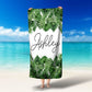 Palm Leaf Personalized Beach Towel Tropical Custom Beach Name Pool Towel Custom Towel Children's Pool Towel Bathing Towel - Squishy Cheeks