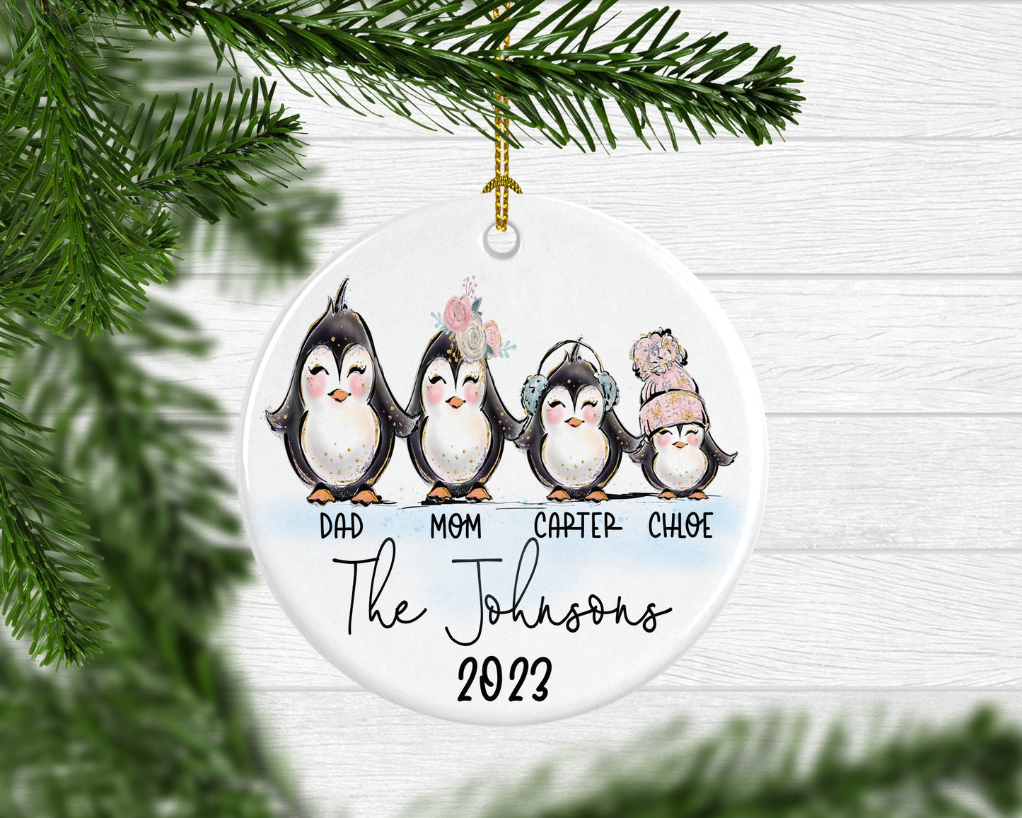 Penguin Yearly Family Christmas Ornament - Squishy Cheeks