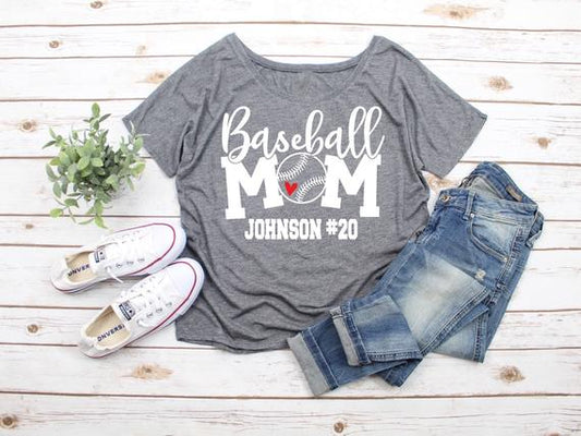 Personalized Baseball Mom Shirt - Squishy Cheeks