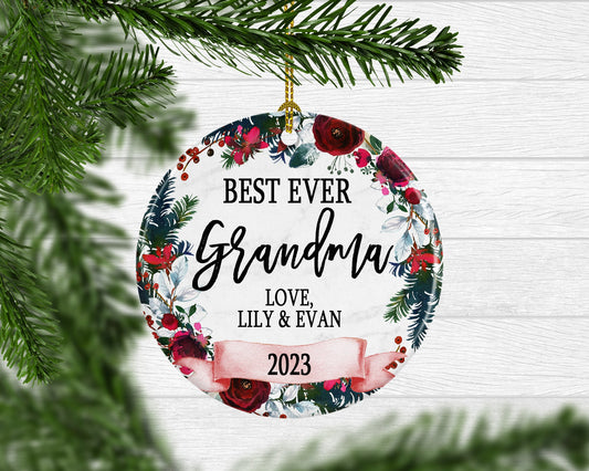 Personalized Best Ever Grandma Ornament - Squishy Cheeks