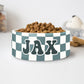 Personalized Checkered Retro Dog Bowl Cat Pet Bowl with Name Ceramic - Squishy Cheeks
