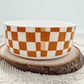 Personalized Checkered Retro Dog Bowl Cat Pet Bowl with Name Ceramic - Squishy Cheeks