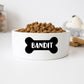 Personalized Dog Bowl Cat Pet Bowl with Name Dog Bone Gift for Pet Food Bowl Water Bowl Small Cat Bowls Ceramic 6" or 7" White - Squishy Cheeks