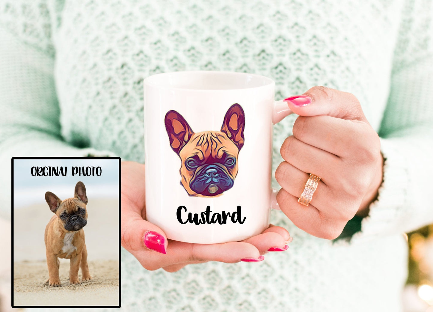 Personalized Dog Pet Cartoon Photo Mug - Squishy Cheeks