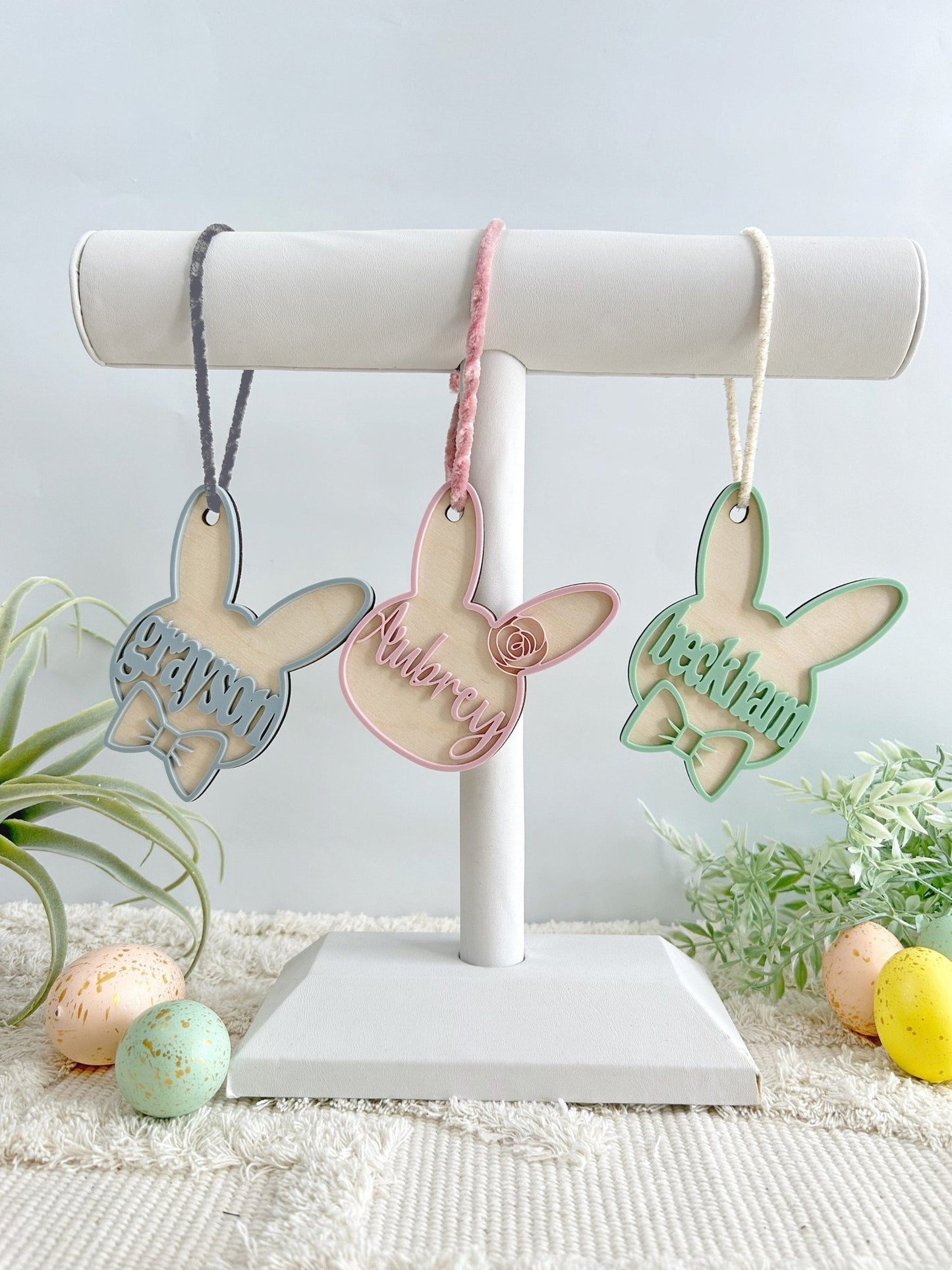 Personalized Easter Ornament Easter Basket Name Tag - Squishy Cheeks