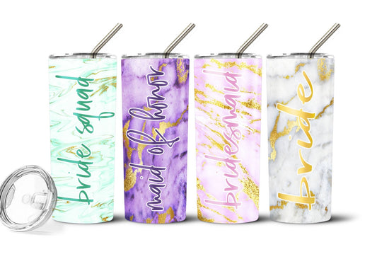 Personalized Gold Marble Stainless Steel Straw Tumbler - Squishy Cheeks