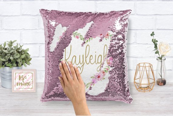 Personalized Heart Sequin Pillow - Squishy Cheeks
