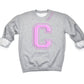 Personalized Monogrammed Neckline Varsity Kid Sweatshirt - Squishy Cheeks