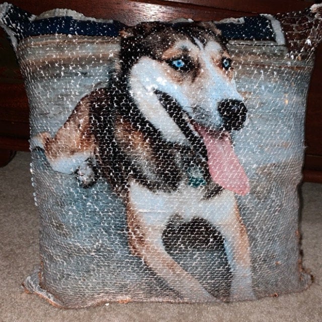 Personalized Pet Photo Sequin Pillow - Squishy Cheeks