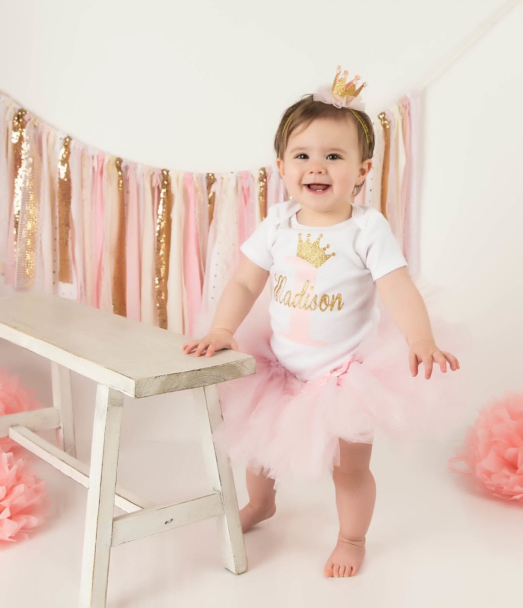 Personalized Pink and Gold Birthday Princess Top - Squishy Cheeks