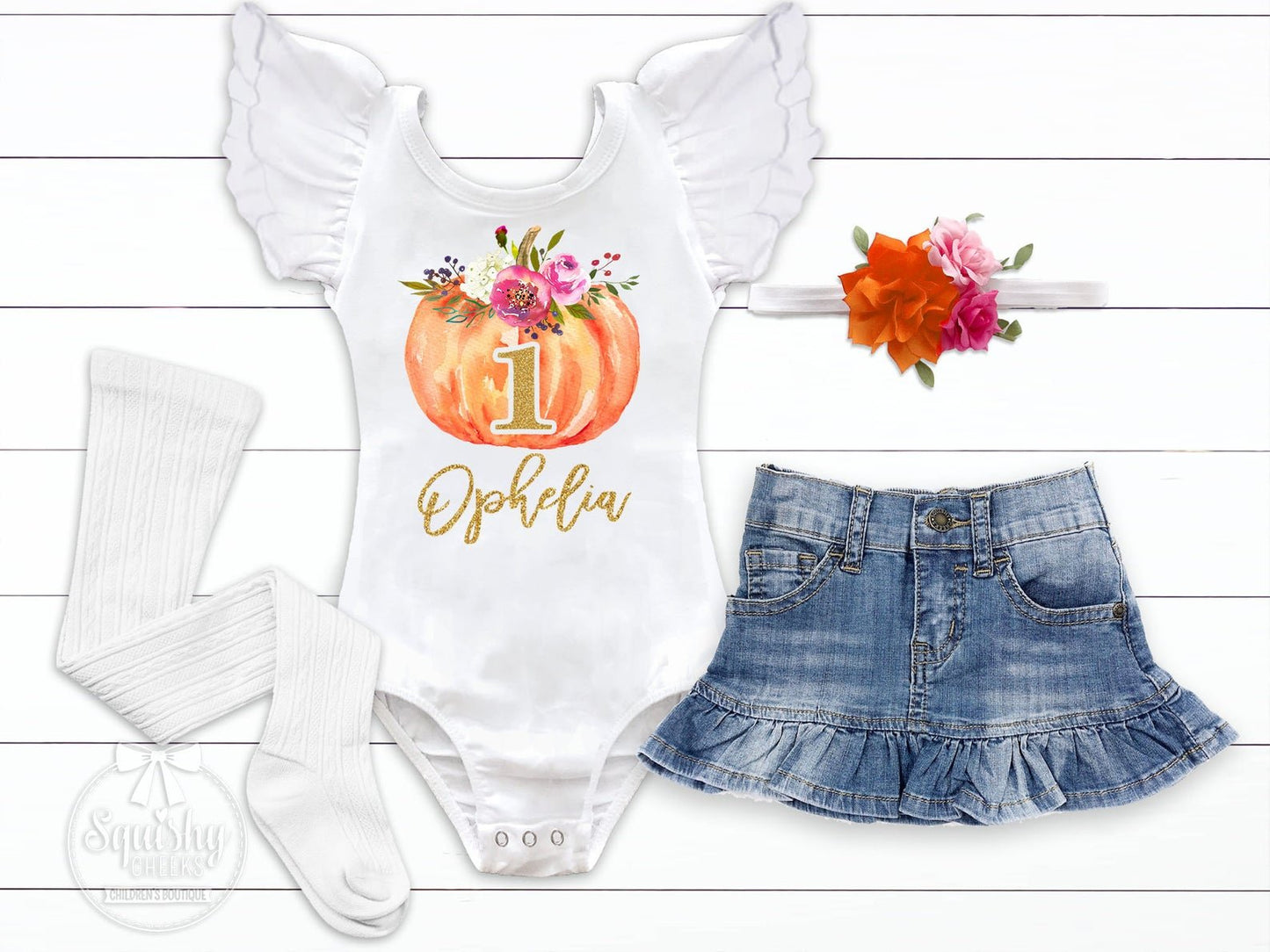 Personalized Pumpkin Birthday Outfit - Squishy Cheeks