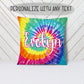 Personalized Rainbow Tie Dye Plush Pillow - Squishy Cheeks