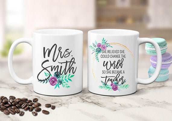 Personalized She Believed She Could Change the World Teacher Coffee Mug - Squishy Cheeks