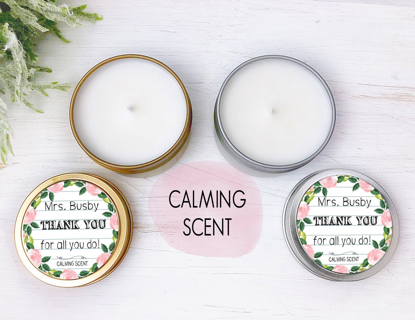 Personalized Teacher Gift Calming Candle Custom Teacher Appreciation Gift Teacher Birthday Soy Candle Gold Candle Silver Candle - Squishy Cheeks