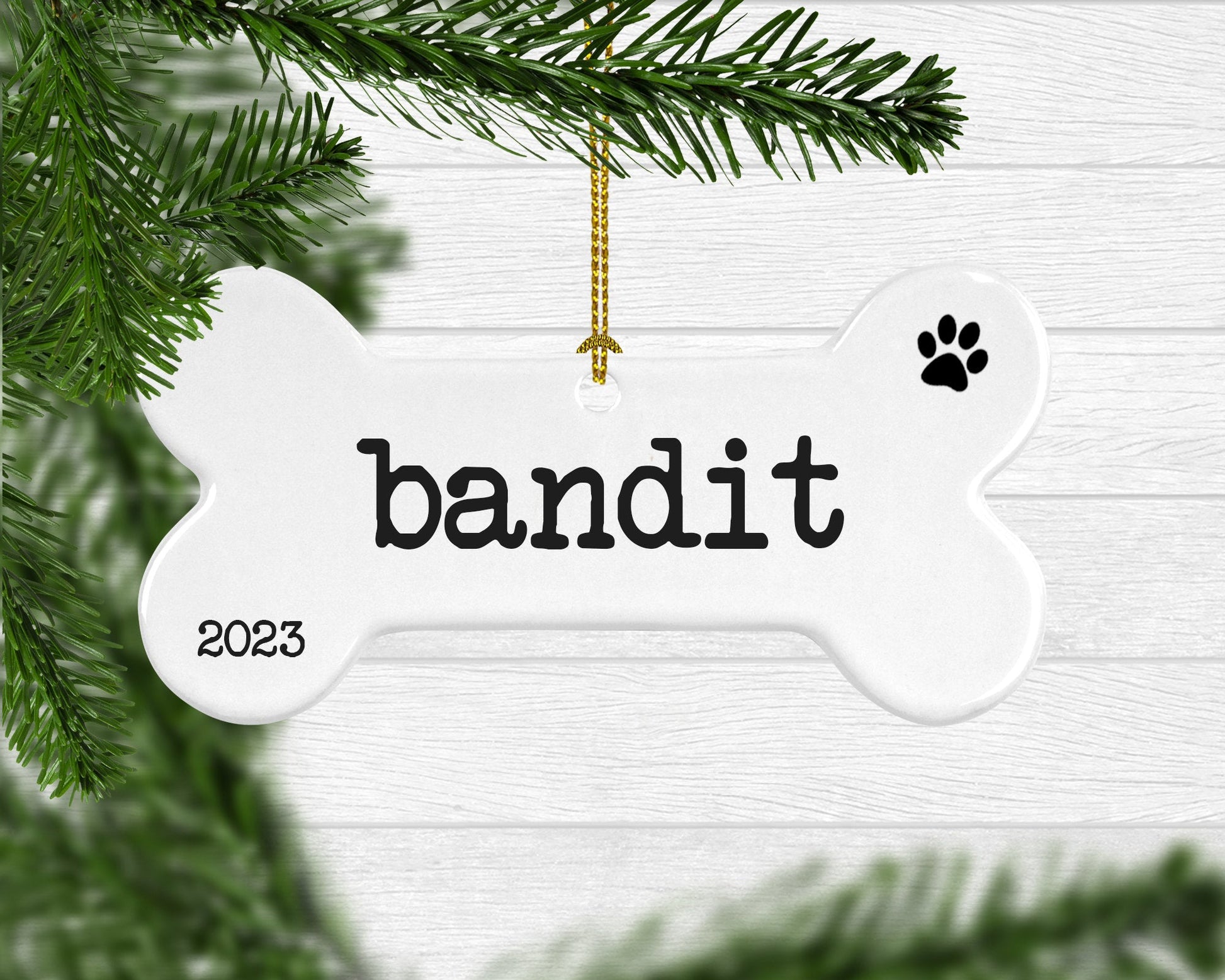 Personalized Type Dog Bone Ornament Christmas Gift for Dog New Dog Owner - Squishy Cheeks