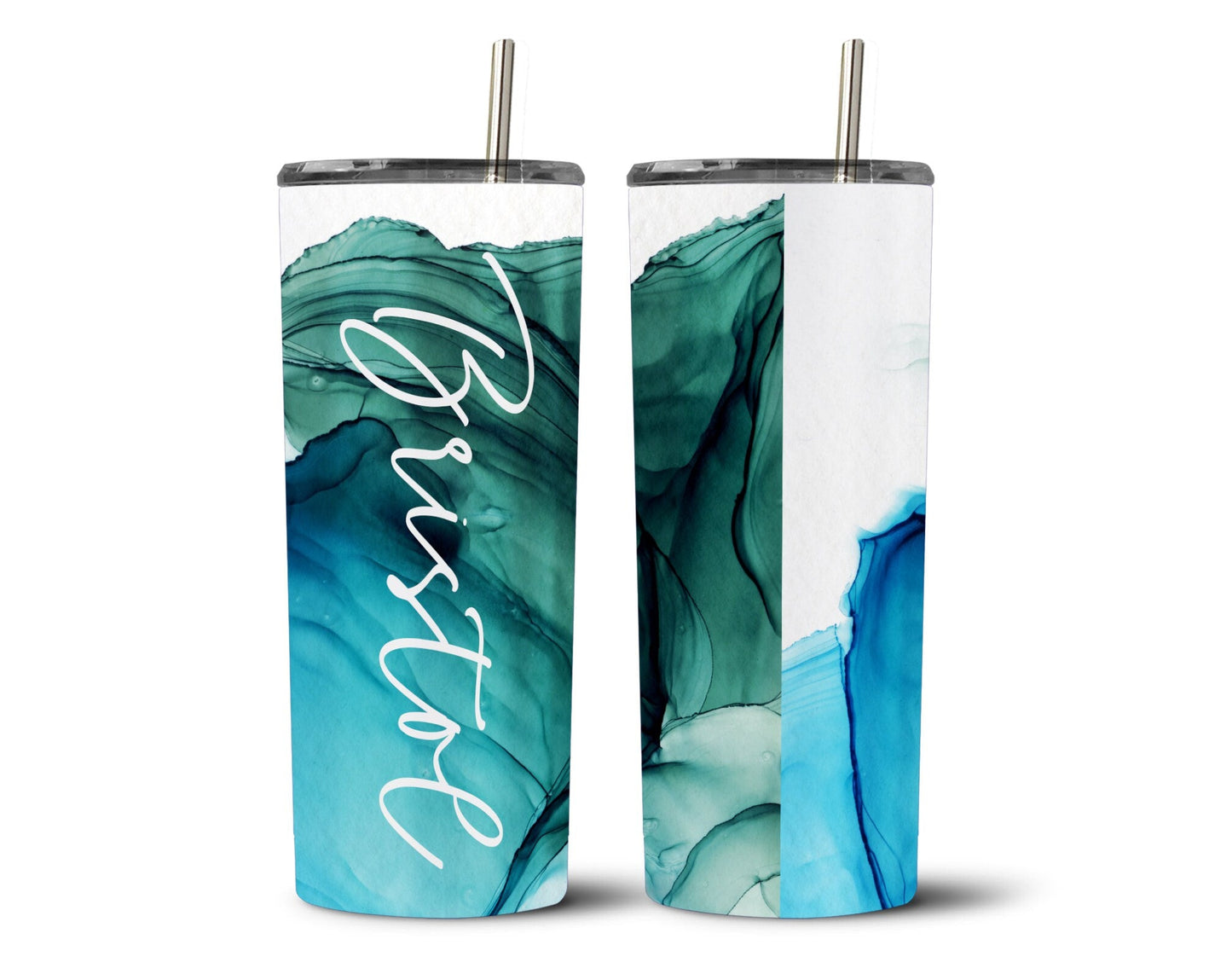 Personalized Watercolor Alcohol Ink Tumbler Gift for Friend Bridesmaid Gift Summer Wedding Gift Birthday Gift for Her Custom Water Bottle - Squishy Cheeks