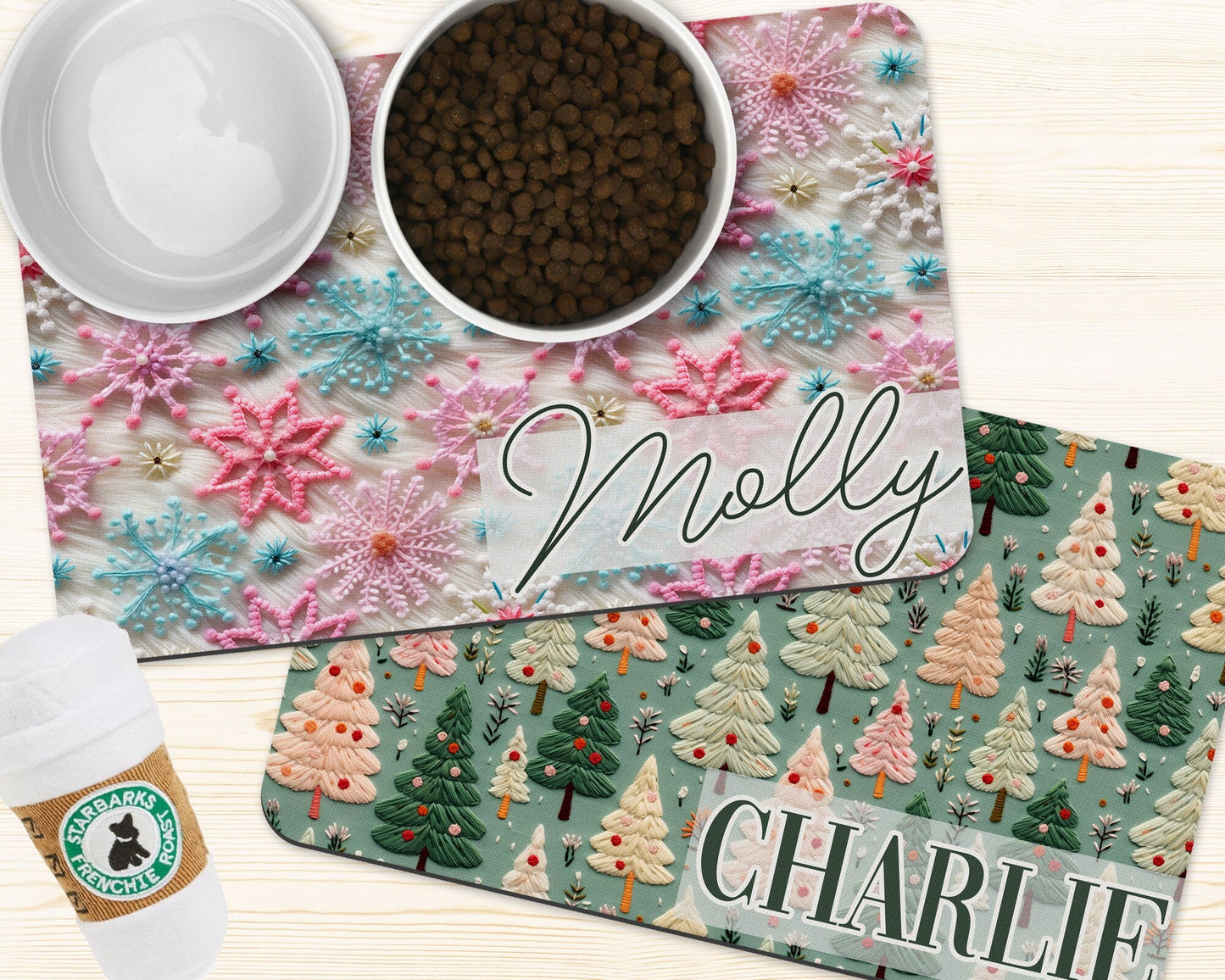 Pet Christmas Decor Personalized Christmas Dog Mat Custom Pet Placemat - Squishy Cheeks