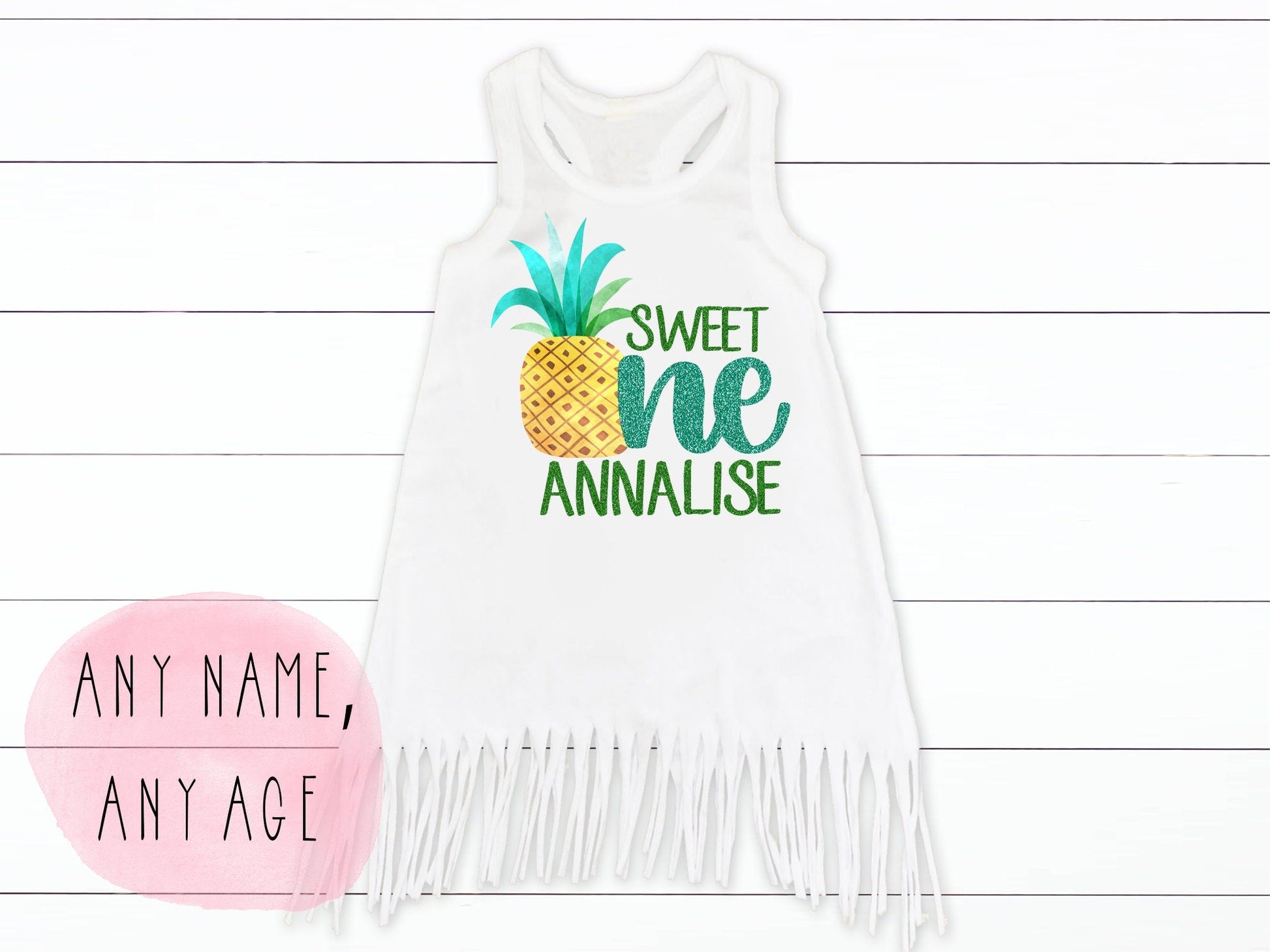 Pineapple Sweet One Birthday Fringe Dress Tropical First Birthday Dress Beach Pool Luau - Squishy Cheeks