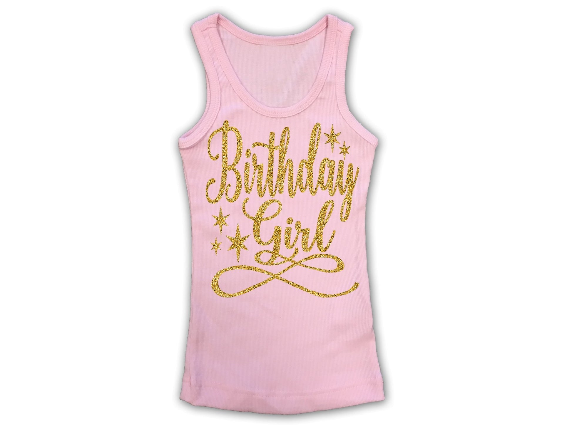 Pink and Gold Birthday Girl Tank - Squishy Cheeks