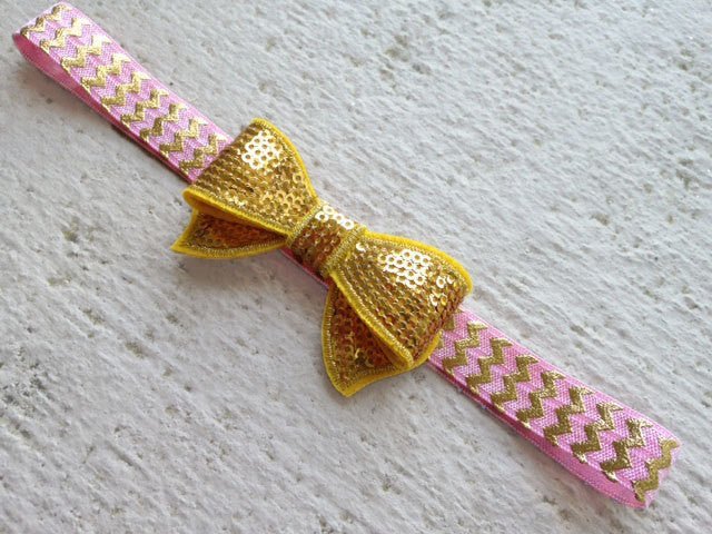 Pink and Gold Sequin Headband - Squishy Cheeks