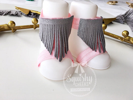 Pink and Grey Fringe Piggy Petals® - Squishy Cheeks