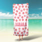 Pink Daisy Groovy Personalized Beach Towel Custom Name Pool Towel - Squishy Cheeks