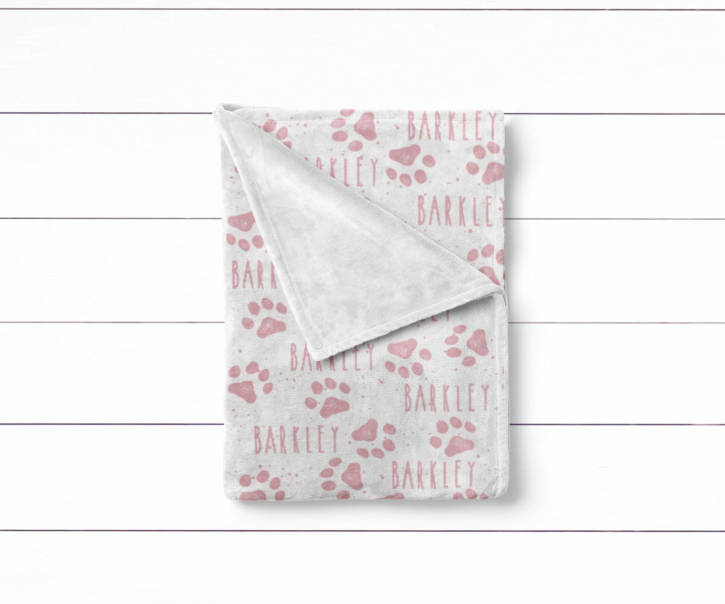 Pink Personalized Dog Paw Print Pet Blanket - Squishy Cheeks