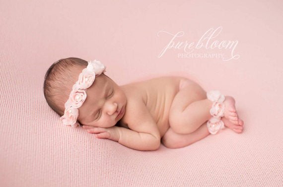 Pink Rose Headband and Anklets- purchase individually or as a set - Squishy Cheeks