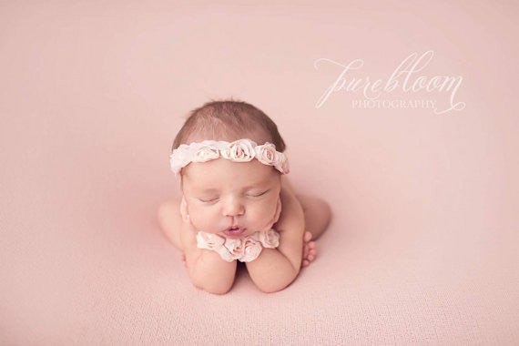 Pink Rose Headband and Anklets- purchase individually or as a set - Squishy Cheeks