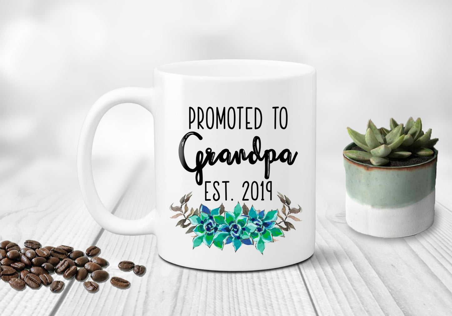 Promoted To Grandpa Announcement Mug - Squishy Cheeks