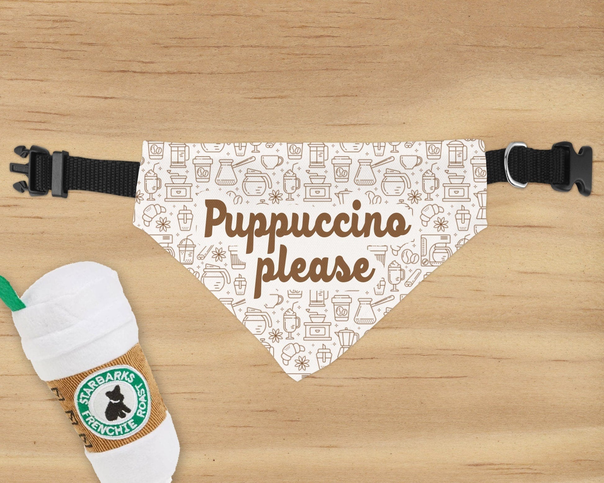 Puppuccino Please Dog Bandana Funny Dog Bandana Dog Gift Christmas Gift for Dog Lover Dog Scarf - Squishy Cheeks