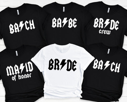 Rock n' Roll Bachelorette Shirts Bride Squad Bridesmaid Shirt ACDC Inspired Music Rock Bridesmaid Gift Wedding Gift Bridesmaid Proposal - Squishy Cheeks