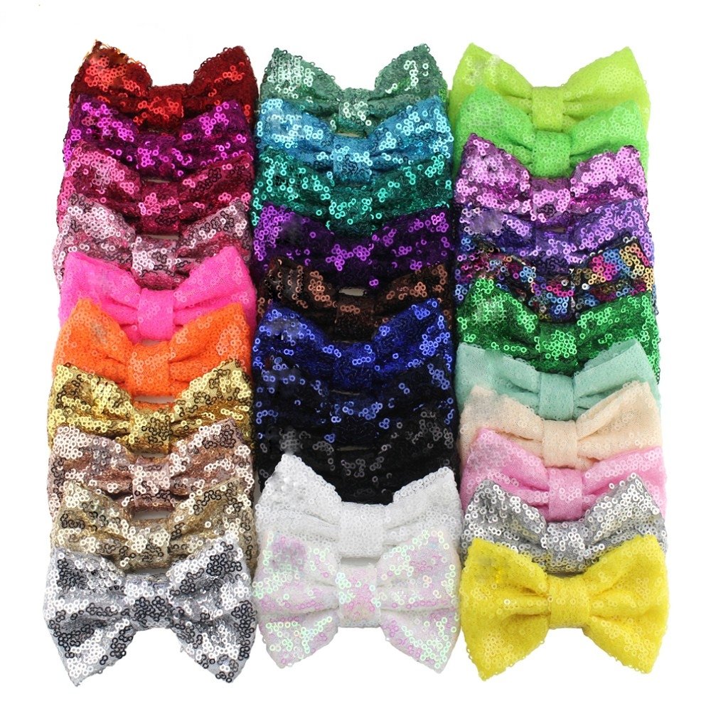 Sequin Bow as Hair Clip or Headband - Squishy Cheeks