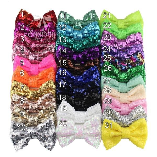 Sequin Bow as Hair Clip or Headband - Squishy Cheeks