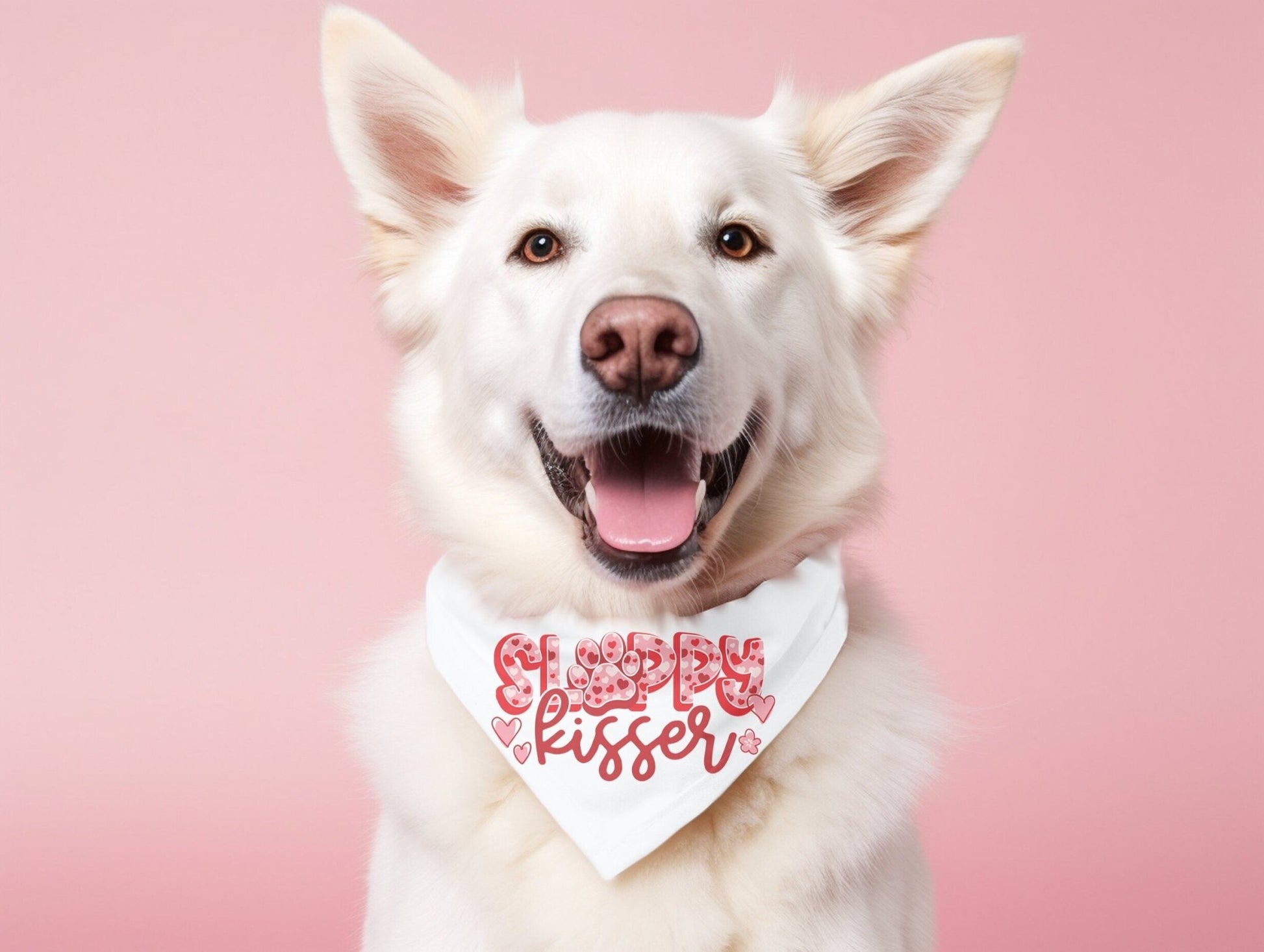 Sloppy Kisser Funny Valentine's Day Dog Bandana Valentines Holiday Dog Bandana - Squishy Cheeks