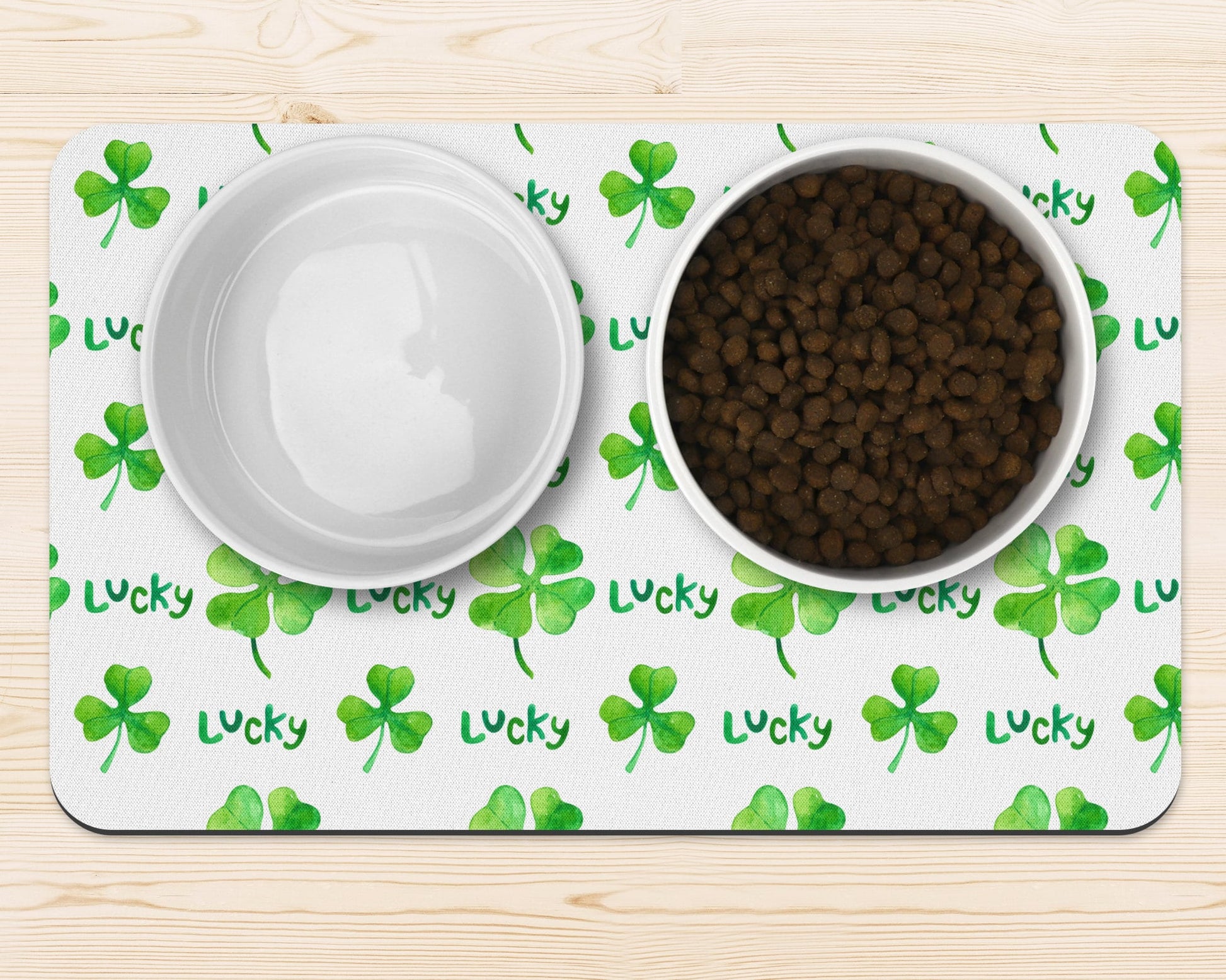 St Patrick's Lucky Dog Food Mat Rubber Non-Slip Mat Holiday Dog