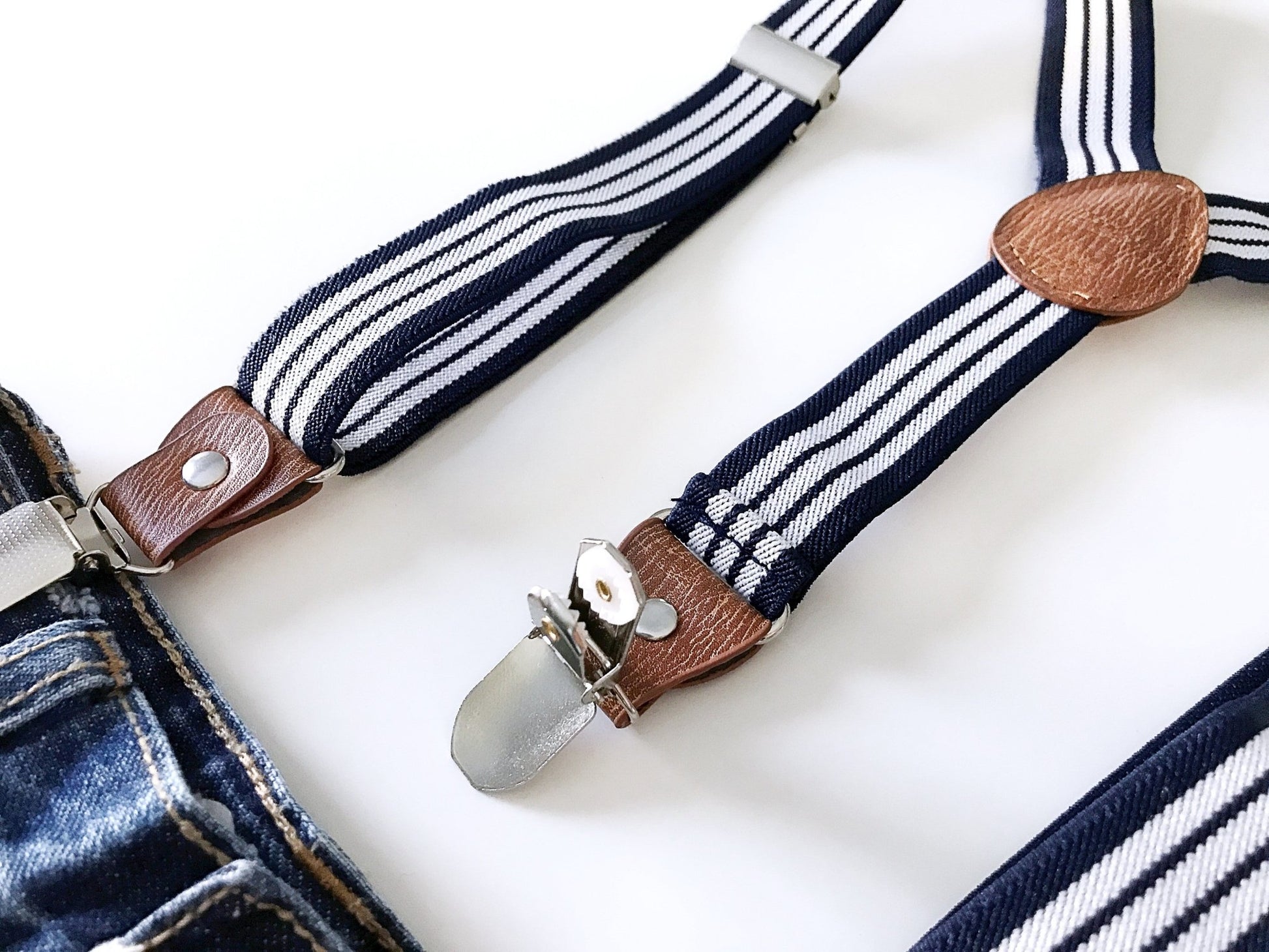 Striped Clip-on Suspenders - Squishy Cheeks