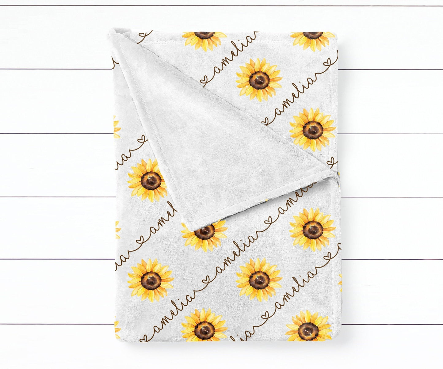 Sunflower Baby Blanket Personalized Baby Girl Swaddle Fall Sunflower Nursery Decor Name Blanket Baby Shower Gift Blanket and Pillow Set - Squishy Cheeks