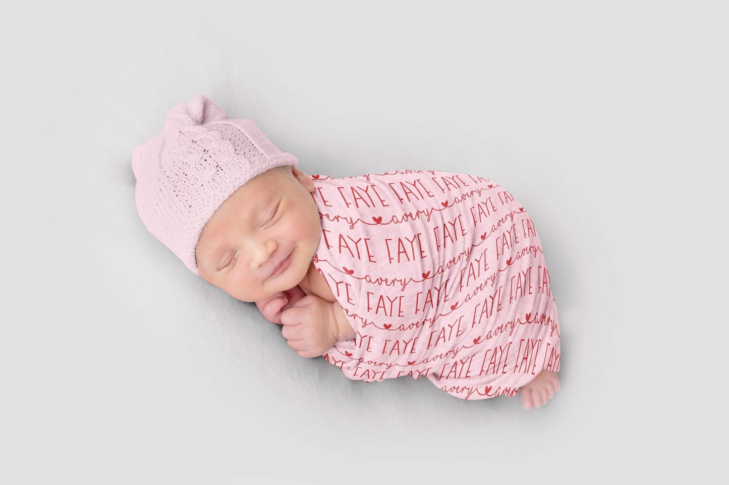 Sweet Valentine Personalized Swaddle Blanket Custom Name Blanket - Squishy Cheeks