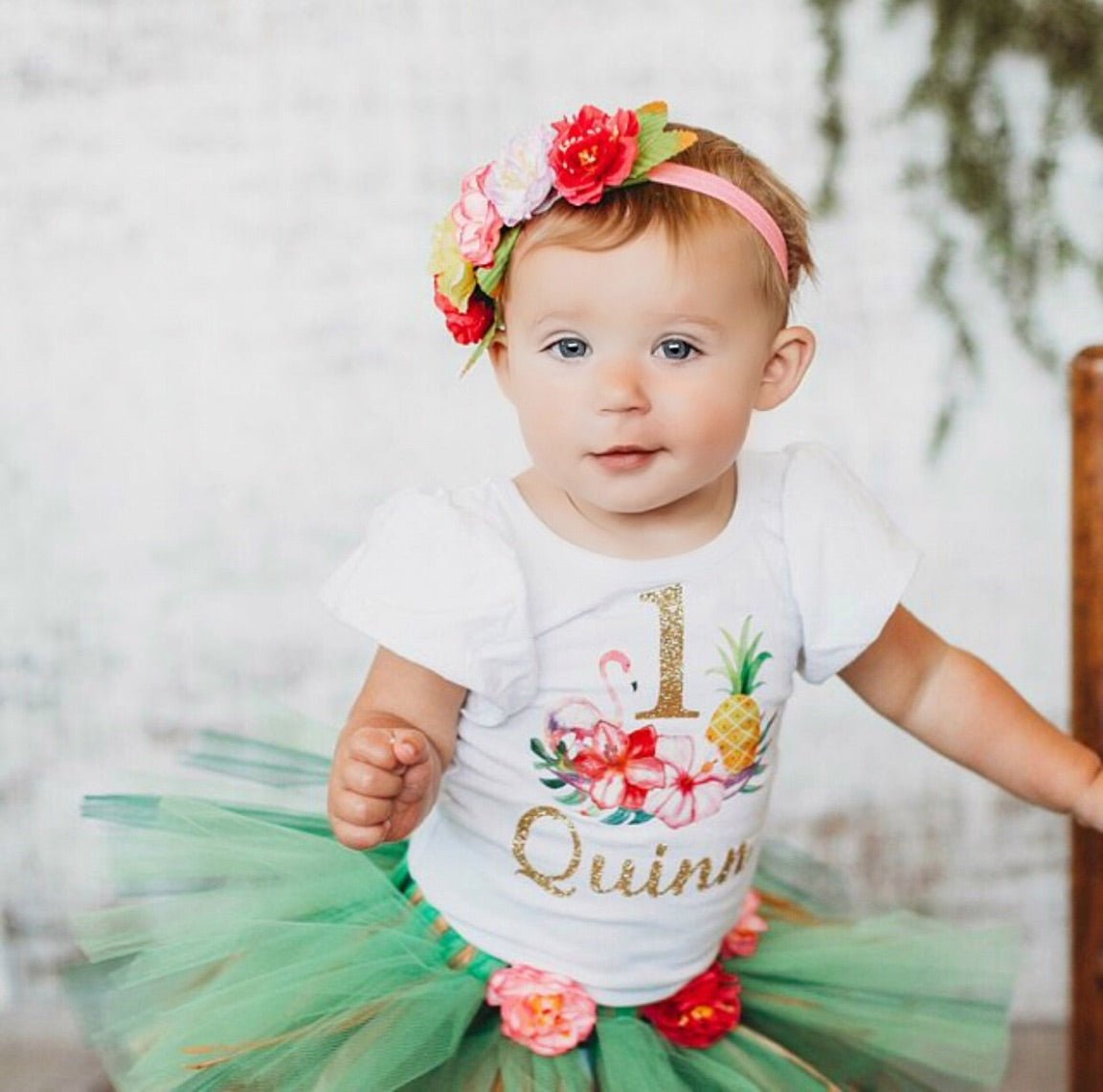 Tropical Luau 1st Birthday Top - Squishy Cheeks