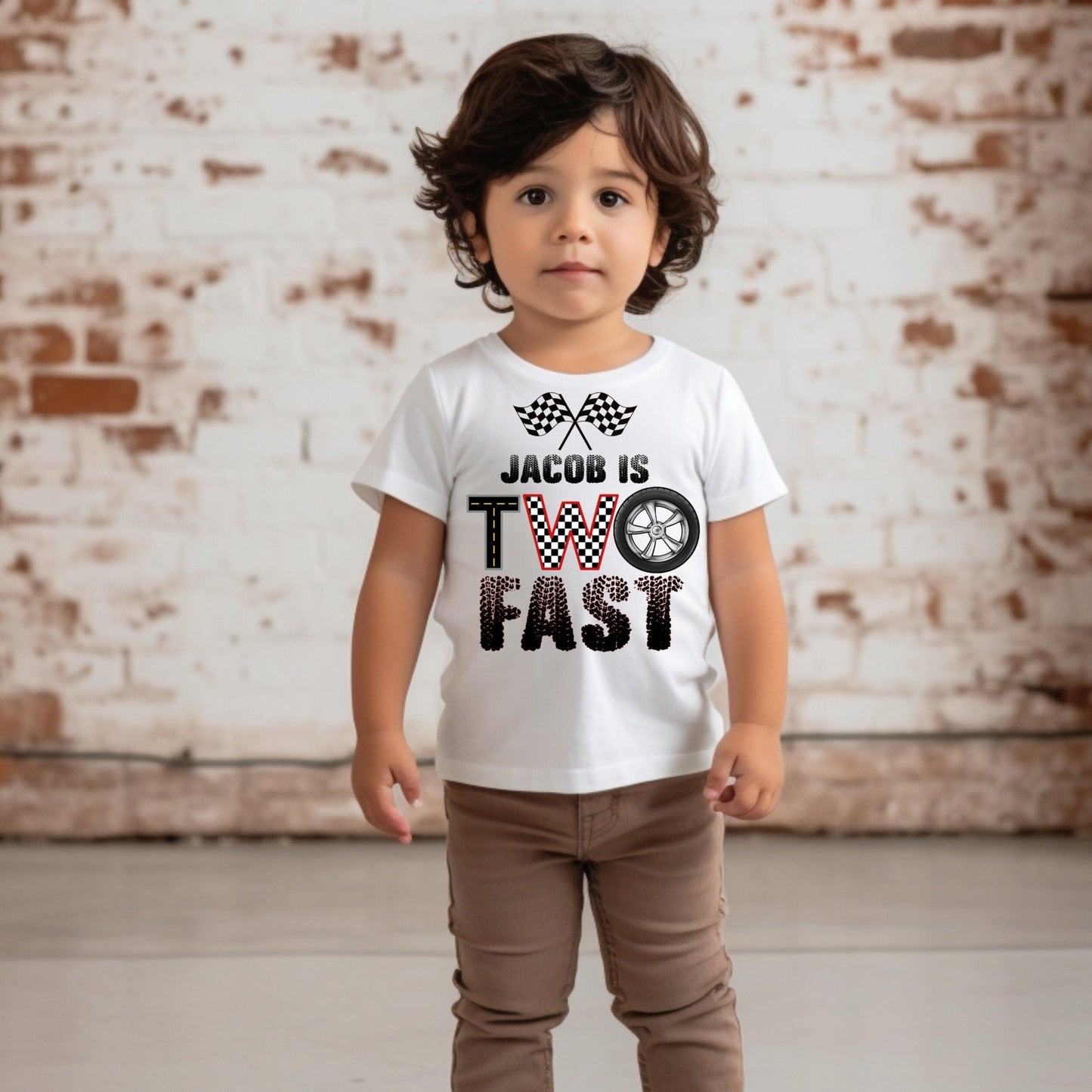 Two Fast Personalized Boy Birthday Shirt 2nd Birthday Race Car Second Birthday - Squishy Cheeks