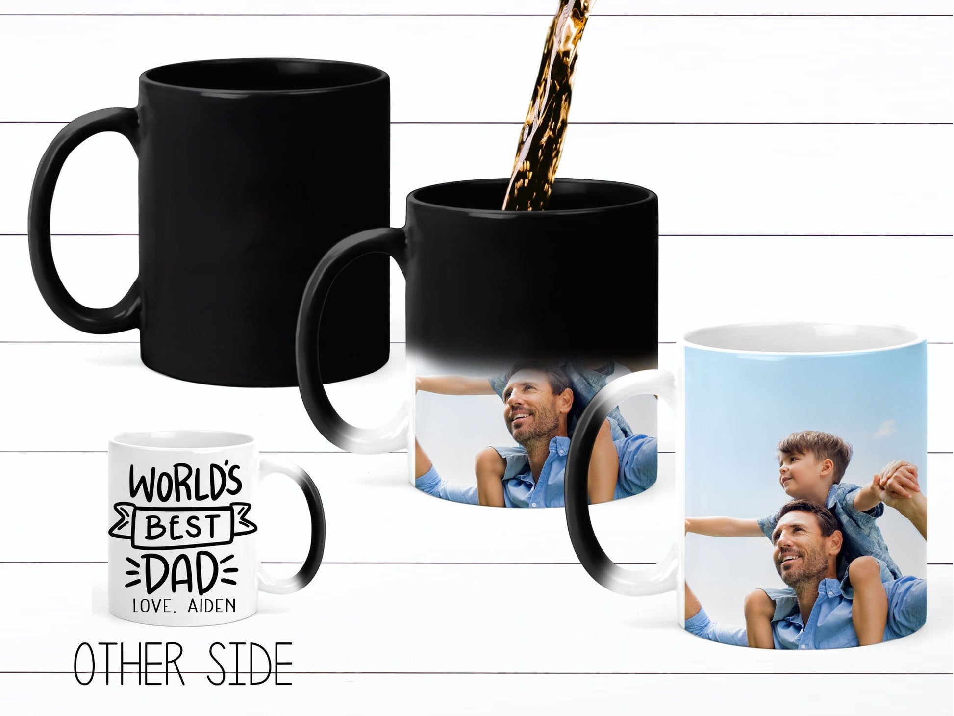 Unique Personalized Gift for Dad from Kids Color Changing Coffee Mug Fathers Day Gift Birthday Gift for Dad Gift Photo Mug World Best Dad - Squishy Cheeks