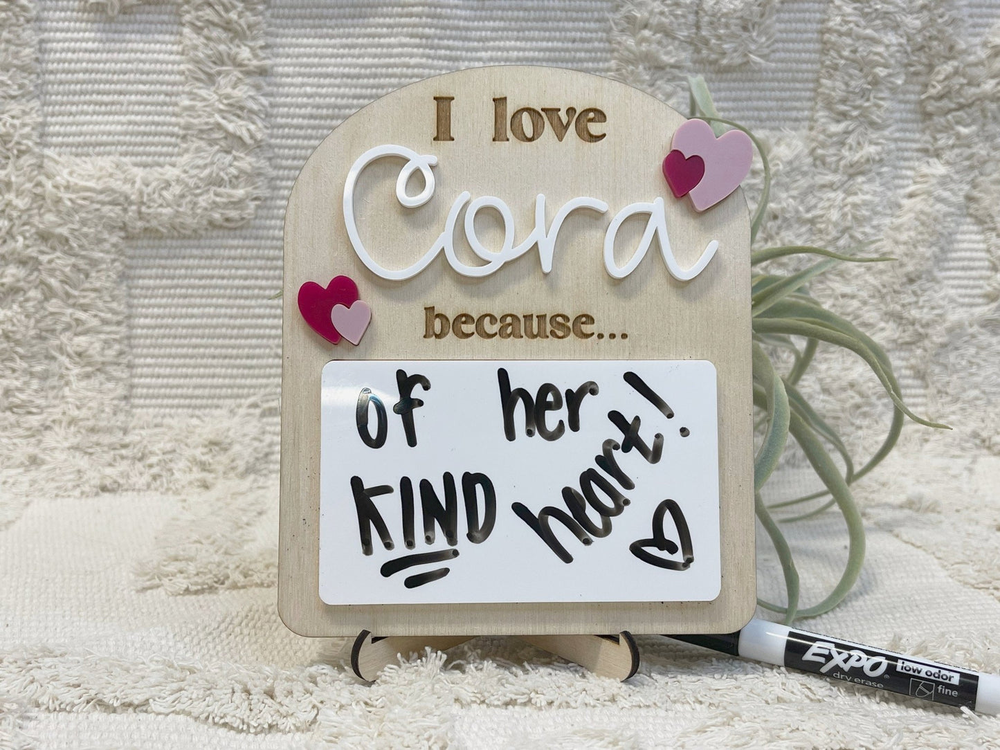 Valentines Day Gift for Kids Personalized Valentine Decor I Love You Because Dry Erase Reusable Sign - Squishy Cheeks