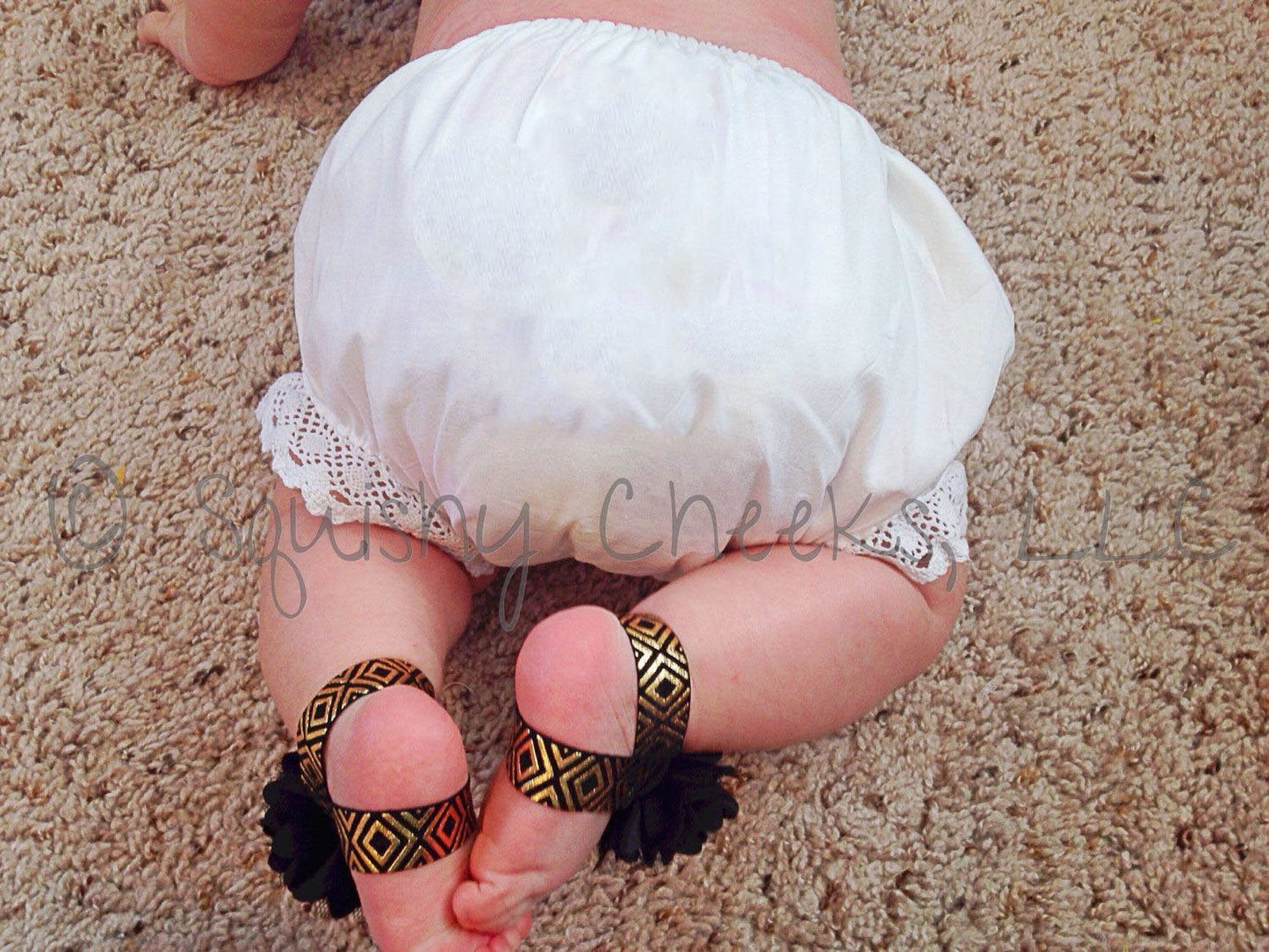 White Cotton Crochet Trim Baby Bloomers - Squishy Cheeks